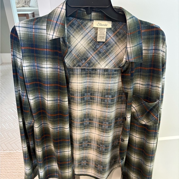 Buckle Tops - Buckle Green and Blue Plaid Women's Button Down Shirt